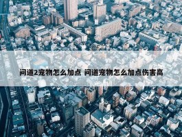 问道2宠物怎么加点 问道宠物怎么加点伤害高