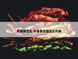 抖音荣怎么 抖音荣誉值怎么升级