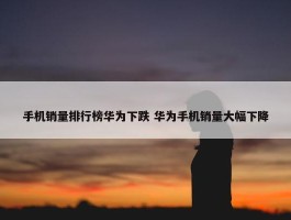 手机销量排行榜华为下跌 华为手机销量大幅下降