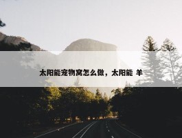 太阳能宠物窝怎么做，太阳能 羊