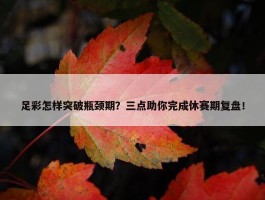 足彩怎样突破瓶颈期？三点助你完成休赛期复盘！