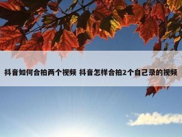 抖音如何合拍两个视频 抖音怎样合拍2个自己录的视频