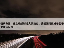 格纳布里：这么晚丢球让人很难过，我们踢得很好希望带来长远回报