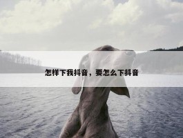 怎样下我抖音，要怎么下抖音