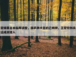 亚锦赛名单临阵调整，国乒两大目的已明牌，王楚钦林高远成关键人