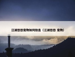 江湖悠悠宠物如何放出（江湖悠悠 宠物）