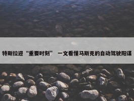 特斯拉迎“重要时刻” 一文看懂马斯克的自动驾驶阳谋