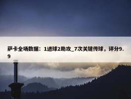 萨卡全场数据：1进球2助攻_7次关键传球，评分9.9