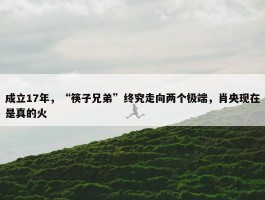 成立17年，“筷子兄弟”终究走向两个极端，肖央现在是真的火