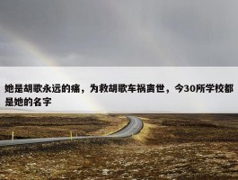 她是胡歌永远的痛，为救胡歌车祸离世，今30所学校都是她的名字