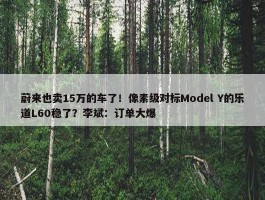 蔚来也卖15万的车了！像素级对标Model Y的乐道L60稳了？李斌：订单大爆