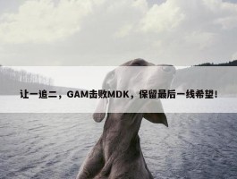 让一追二，GAM击败MDK，保留最后一线希望！