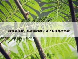 抖音号谁收，抖音谁收藏了自己的作品怎么看