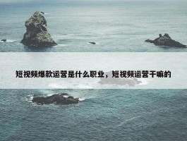 短视频爆款运营是什么职业，短视频运营干嘛的