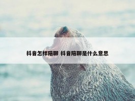 抖音怎样陪聊 抖音陪聊是什么意思