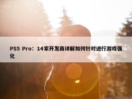 PS5 Pro：14家开发商详解如何针对进行游戏强化