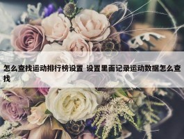 怎么查找运动排行榜设置 设置里面记录运动数据怎么查找