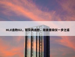 HLE击败G2，斩获两连胜，距离晋级仅一步之遥