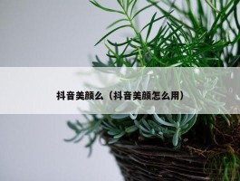 抖音美颜么（抖音美颜怎么用）