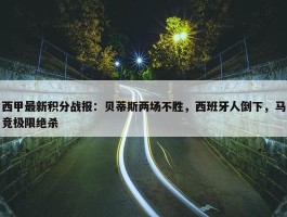 西甲最新积分战报：贝蒂斯两场不胜，西班牙人倒下，马竞极限绝杀