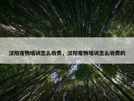 汉阳宠物培训怎么收费，汉阳宠物培训怎么收费的