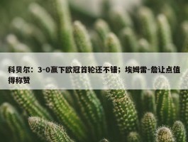 科贝尔：3-0赢下欧冠首轮还不错；埃姆雷-詹让点值得称赞