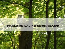 抖音怎么通过id找人，抖音怎么通过id找人聊天