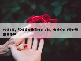 仅得1局，张帅首盘比赛状态不佳，大比分0-1暂时落后巴多萨