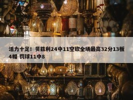 活力十足！贝兹利24中11空砍全场最高32分13板4帽 罚球11中8