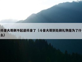 抖音大哥刷不起退抖音了（斗音大哥到处刷礼物是为了什么）