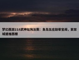 梦幻西游218武神坛淘汰赛：鱼岛五庄敲晕宝阁，紫禁城速推西栅