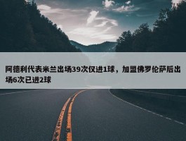 阿德利代表米兰出场39次仅进1球，加盟佛罗伦萨后出场6次已进2球