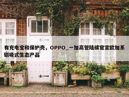 有充电宝和保护壳，OPPO_一加高管陆续官宣欧加系磁吸式生态产品