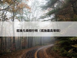 孤独几级排行榜（孤独最高等级）