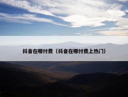 抖音在哪付费（抖音在哪付费上热门）