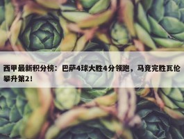 西甲最新积分榜：巴萨4球大胜4分领跑，马竞完胜瓦伦攀升第2！