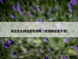 清远怎么样运营短视频（短视频运营干货）