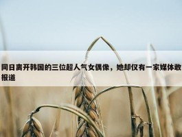 同日离开韩国的三位超人气女偶像，她却仅有一家媒体敢报道