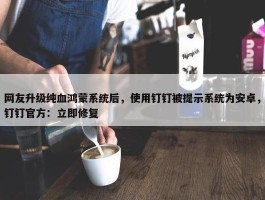 网友升级纯血鸿蒙系统后，使用钉钉被提示系统为安卓，钉钉官方：立即修复