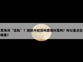 覃海洋“出轨”？婚前不应该叫感情纠葛吗？所以重点在哪里？