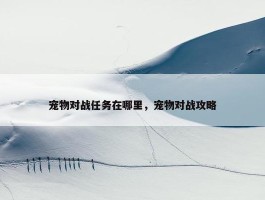 宠物对战任务在哪里，宠物对战攻略