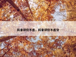 抖音评价不出，抖音评价不出分