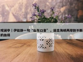 观澜亭｜伊能静一句“山东口音”，道出海峡两岸割不断的血缘