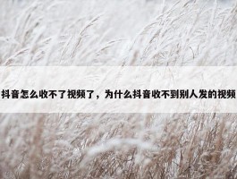 抖音怎么收不了视频了，为什么抖音收不到别人发的视频