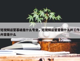 短视频运营基础是什么专业，短视频运营是做什么的工作内容是什么