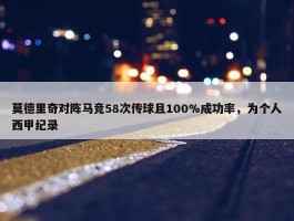 莫德里奇对阵马竞58次传球且100%成功率，为个人西甲纪录