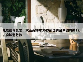 社媒谩骂死忠，大连英博对36岁前国脚赵明剑罚款1万，向球迷致歉