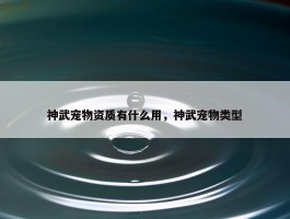 神武宠物资质有什么用，神武宠物类型