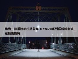 华为三款重磅新机将发布 Mate70系列搭载纯血鸿蒙最受期待