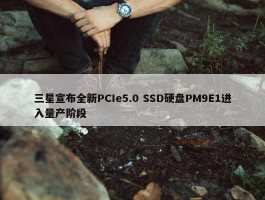 三星宣布全新PCIe5.0 SSD硬盘PM9E1进入量产阶段